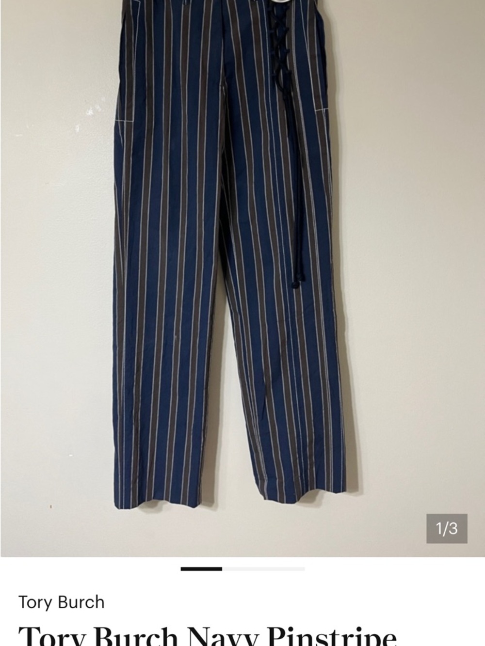 Tory Burch Navy and White Pinstripe Men's Trousers